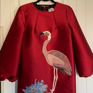 Maroon silk mini dress with flamingo embellishment perfect for Valentine’s Day❤️